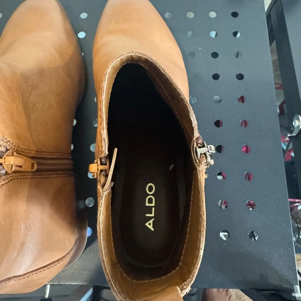 Aldo Tan Leather Ankle Booties - Picture 5 of 7